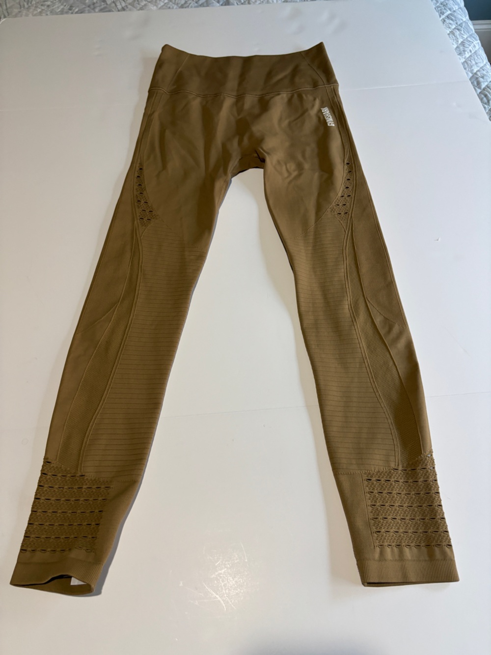 Gymshark Energy Seamless Leggings Khaki Brown High Waist Eyelet - Medium